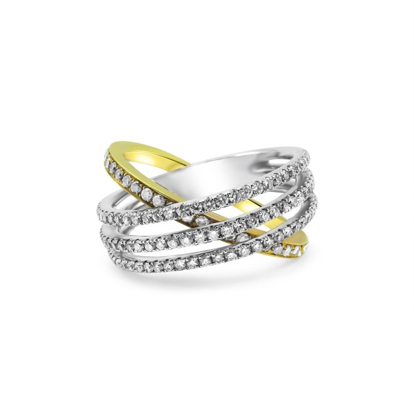 White and Yellow Gold Wrap Diamond Ring 